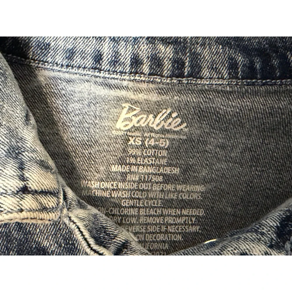 Barbie Girls Acid Wash Denim Jacket Girl Revolution Graphic Blue XS 4-5